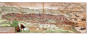 Karte von Barcelona - Spanien (Gravur) von Franz Hogenberg