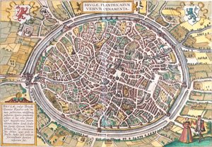 Karte von Brügge (Brugae), Belgien (Radierung) von Franz Hogenberg