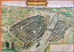 Karte von Frankfurt (Francofordia), Deutschland (Radierung)
