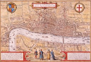Karte der Stadt London, Southwark und Teil von Westminster, 1572