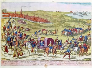 Der Herzog von Alba verlässt Brüssel, 1573 von Franz Hogenberg