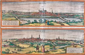 Ansichten von Mons (Belgien) und Arras, Frankreich von Franz Hogenberg