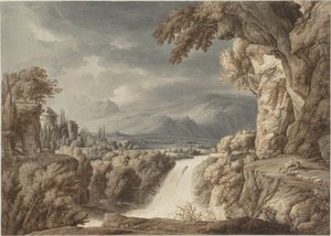 Heroische Landschaft mit Wasserfall, ca. 1790 von Franz Innocenz Josef Kobell