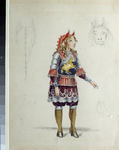 Kostümentwurf für das Ballett "Das bucklige Pferdchen" von C. Pugni. Das bucklige Pferdchen von Franz Iosifovich Nordmark