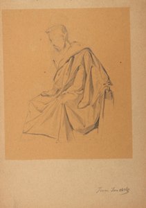 Figurenstudie eines nach links Sitzenden, mit einem Tuch bekleideten Mannes von Franz Jaschke