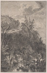 Tafel 5: weibliche Figur zu Pferd und eine männliche Figur mit einem Hund, ca. 1700-25