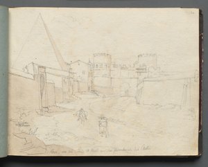 Album mit Ansichten von Rom und Umgebung, Landschaftsstudien, Seite 06a: Rom von der Porta... von Franz Johann Heinrich Nadorp