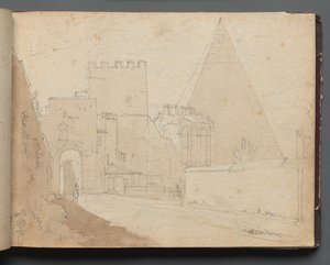 Album mit Ansichten von Rom und Umgebung, Landschaftsstudien, Seite 08a: Porta St. Paolo