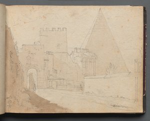 Album mit Ansichten von Rom und Umgebung, Landschaftsstudien, Seite 08a: Porta St. Paolo