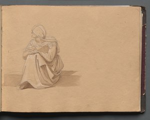 Album mit Ansichten von Rom und Umgebung, Landschaftsstudien, Seite 19a: Sitzende weibliche Figur
