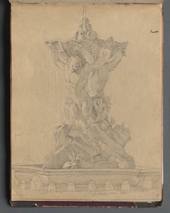 Album mit Ansichten von Rom und Umgebung, Landschaftsstudien, Seite 21a: Römischer Brunnen von Franz Johann Heinrich Nadorp
