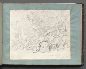 Album mit Ansichten von Rom und Umgebung, Landschaftsstudien, Seite 24a: In Villa Walkonsky von Franz Johann Heinrich Nadorp