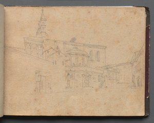 Album mit Ansichten von Rom und Umgebung, Landschaftsstudien, Seite 26a: Römische Architekturansicht