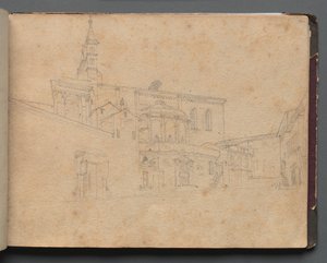 Album mit Ansichten von Rom und Umgebung, Landschaftsstudien, Seite 26a: Römische Architekturansicht