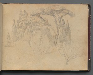 Album mit Ansichten von Rom und Umgebung, Landschaftsstudien, Seite 29a: Landschaftsstudie von Franz Johann Heinrich Nadorp