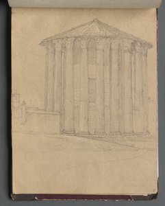 Album mit Ansichten von Rom und Umgebung, Landschaftsstudien, Seite 32a: Römischer Tempel