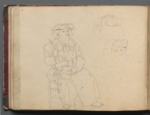 Album mit Ansichten von Rom und Umgebung, Landschaftsstudien, Seite 38b: Figurenstudie von Franz Johann Heinrich Nadorp