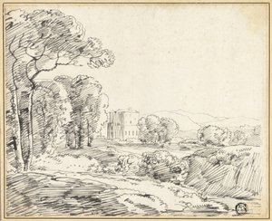 Landschaft, Haus im Park von Franz Kobell