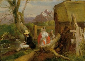 Der Maler und Spaziergänger in der Landschaft ("Idyll") von Franz Krammer