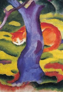 Katze hinter Baum, 50x70 cm von Franz Marc