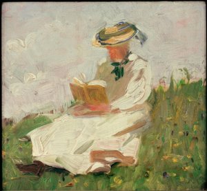Lesende Frau im Grünen von Franz Marc