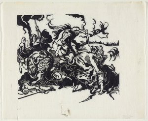 Löwenjagd nach Delacroix von Franz Marc