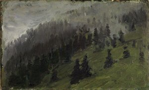 Nebel zwischen Tannen von Franz Marc