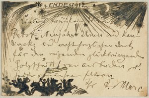 Neujahrsgruß, Postkarte an Gabriele Münter in München