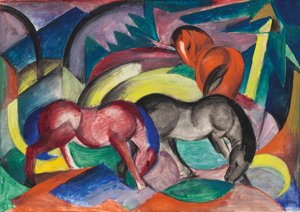 Drei Pferde, 1912 von Franz Marc