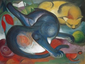 Zwei Katzen, Blau und Gelb