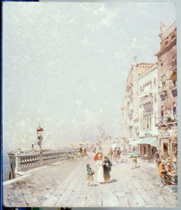 Der Molo, Venedig, Blick nach Westen mit promenierenden Figuren