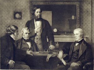 Michael Faraday (1791-1867) lehnt die Präsidentschaft der Royal Society im Jahr 1858 ab, nach einem Gemälde von Edward A. Armitage (1817-96)