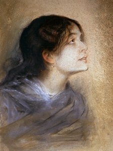 Porträt von Eleonora Duse, italienische Schauspielerin, Gemälde von Franz von Lembach, Pastell auf Karton