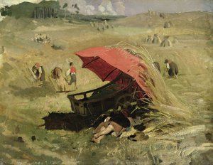 Der rote Sonnenschirm, ca. 1860 von Franz Seraph von Lenbach