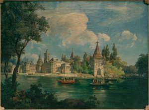 Das kaiserliche Lustschloss Laxenburg mit den kaiserlichen Booten von Franz Springer