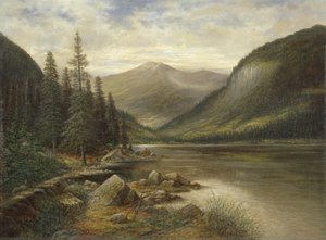 Erlaufsee mit kahlem Gipfel im Hintergrund