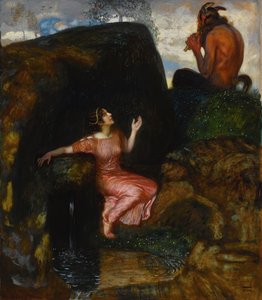 An der Quelle lauschende Nymphe