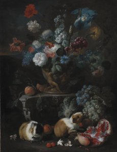 Blumenstück mit Meerschweinchen