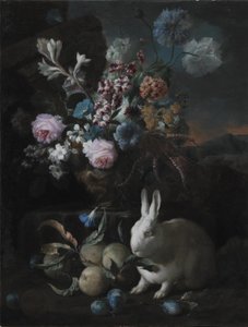 Blumenstück mit Kaninchen von Franz Werner Tamm