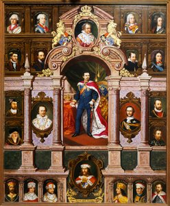 Tafel mit Porträts der bayerischen Könige der Wittelsbacher Familie, von Franz Xaver Thallmaier