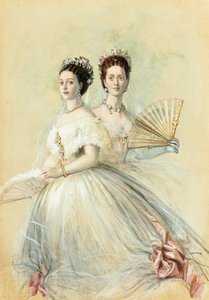 Porträt der Zarin Maria Feodorovna und ihrer Schwester Alexandra, Prinzessin von Wales, 1868 von Franz Xaver Winterhalter