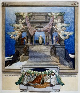 Und neue Nachkommenschaft steigt vom Himmel herab, Fegefeuer, Gesang XXII, Göttliche Komödie von Dante Alighieri, Illustration von Franz von Bayros