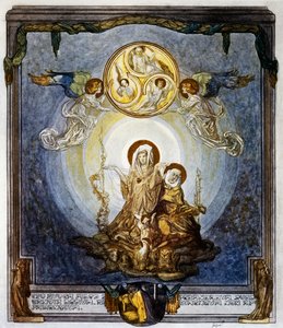 Der Glaube ist die Substanz der Dinge, die wir erhoffen, und der Beweis der Dinge, die nicht gesehen werden, und dies erscheint mir seine Quiddität, Gesang XXIV, Himmel, Göttliche Komödie von Dante Alighieri, Illustration von Franz von Bayros, Wien
