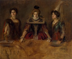 Gruppenbildnis: Drei Damen im Kostüm (Fräulein Heuberger, Frau Obermayer und Frau Putz) von Franz von Lenbach