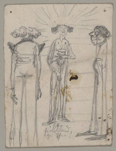 Karikatur dreier hagerer alter Personen von Franz von Lenbach