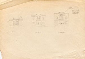 Entwurfsskizzen zu Matschs Ateliervilla - Gartenfassade