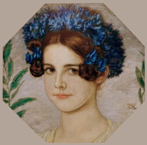 Tochter des Künstlers mit Kornblumen im Haar