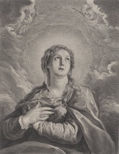 Die Jungfrau, Hände auf der Brust gefaltet, nach oben blickend, 1729-40 von Frédéric Horthemels