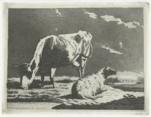 Landschaft mit Kuh und Schaf