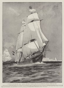 Ein Hauch von altem Seemannsgarn, HMS Active und HMS Volage verlassen den Hafen von Portsmouth nur unter Segeln von Fred T. Jane